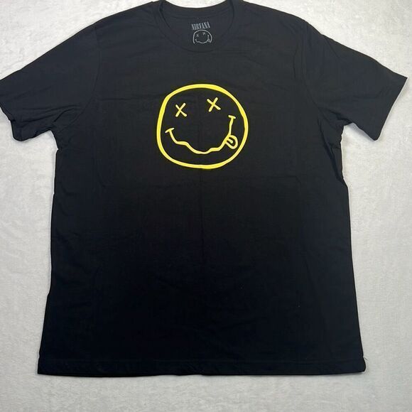 Nirvana smiley face double sided graphic print band concert T-shirt NWOT Men 2XL - Picture 1 of 5